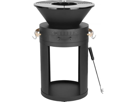 Braciere plancha per barbecue a carbonella e legna "Cesar" - 49 x 49 x 92 cm - Nero