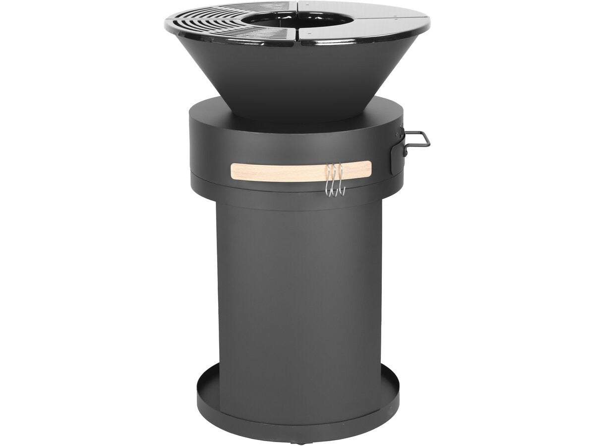 Braciere plancha per barbecue a carbonella e legna "Cesar" - 49 x 49 x 92 cm - Nero