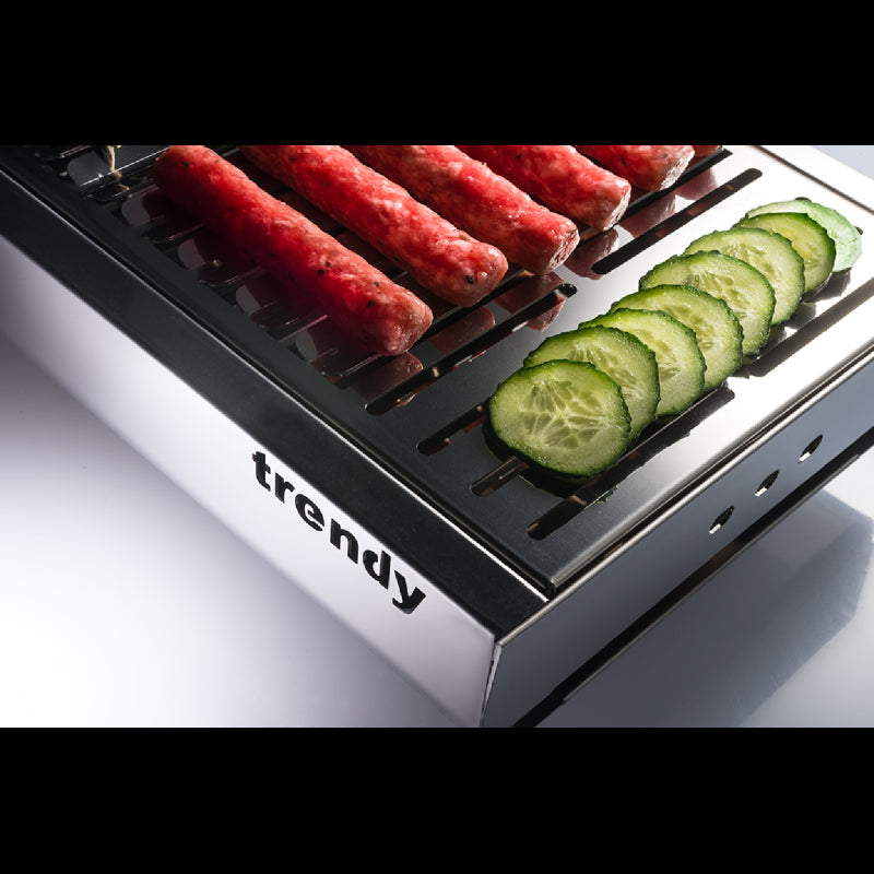 Barbecue portatile in acciaio inox TRENDY, compatto ed elegante – 44 x 29,5 x 12 cm