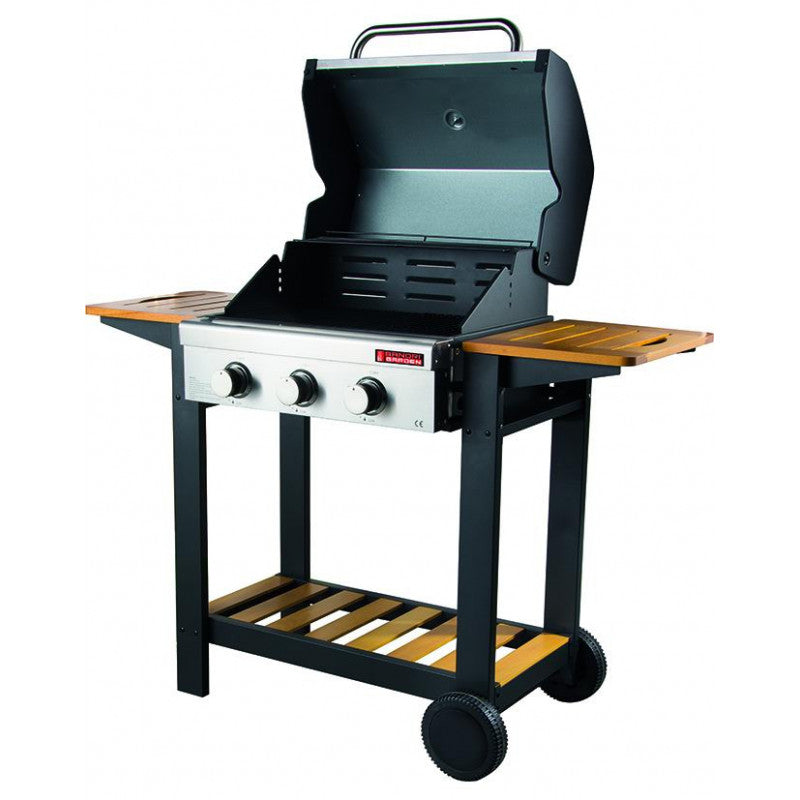 Barbecue Sandrigarden gas Oceania, 3 fuochi steel/wood, 10,8 kw