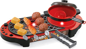 Teorema Giocattoli- Set Barbecue Giocattolo con Griglia, Pentola, Utensili da Cucina e Cibo Realistico, Effetti Luminosi