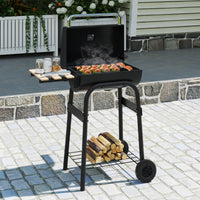 Barbecue a carbone a botte portatile da esterno tavolo pieghevole laterale, Barbecue a carbone campeggio picnic Nero-Accessori per barbecue