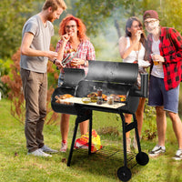 Barbecue a carbone con fumatore a offset, Cuoco per carne da barbecue con cassetto per fuoco laterale 115x65x108cm-Accessori per barbecue