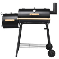 Barbecue a carbone con fumatore a offset, Cuoco per carne da barbecue con cassetto per fuoco laterale 115x65x108cm-Accessori per barbecue