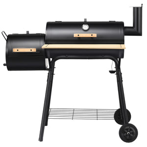 Barbecue a carbone con fumatore a offset, Cuoco per carne da barbecue con cassetto per fuoco laterale 115x65x108cm-Accessori per barbecue