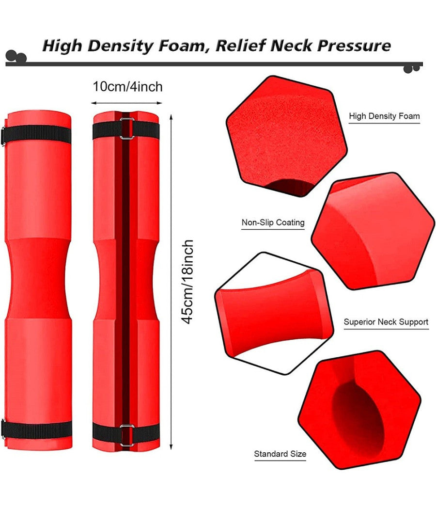 Barbell Squat Pad Cuscino Bilanciere Collo Per Sollevamento Pesi Squat 45x10 Cm  Rosso       