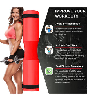 Barbell Squat Pad Cuscino Bilanciere Collo Per Sollevamento Pesi Squat 45x10 Cm  Rosso       