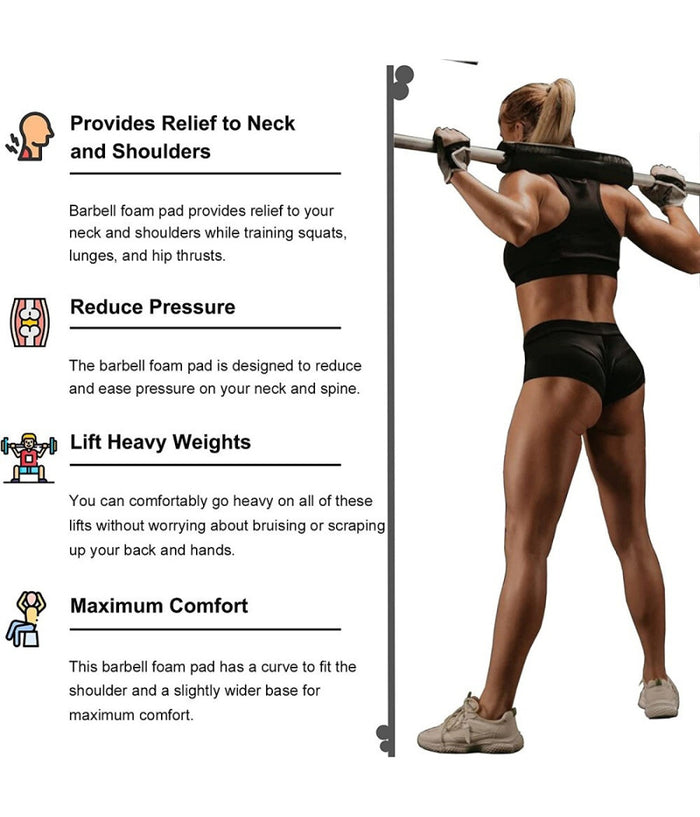 Barbell Squat Pad Cuscino Bilanciere Collo Per Sollevamento Pesi Squat 45x10 Cm  Nero       