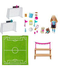 Barbie Soccer Chelsea's Soccer Playset Giocatrice Di Calcio Gioco Per Bimbe 3+         