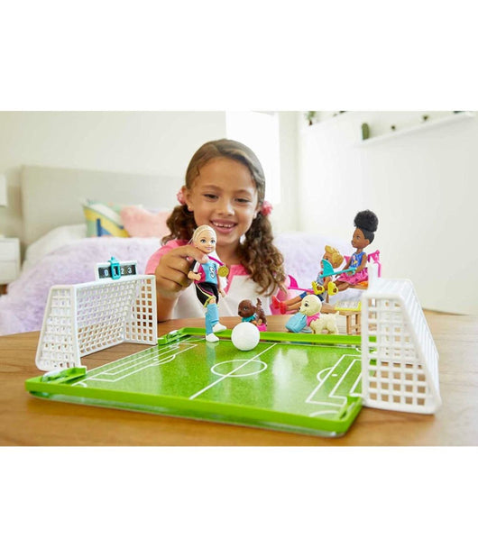 Barbie Soccer Chelsea's Soccer Playset Giocatrice Di Calcio Gioco Per Bimbe 3+         