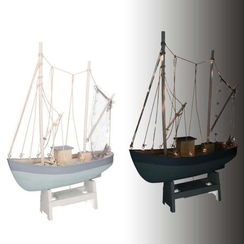 Barca legno con led cm 43xh62x14