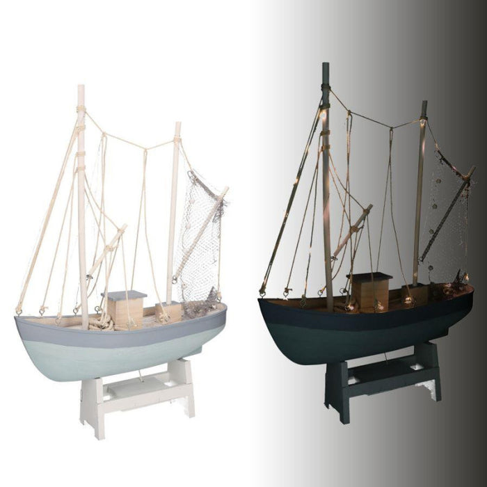 Barca legno con led cm 43xh62x14