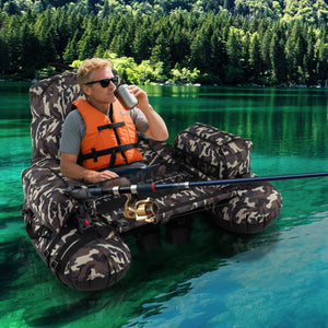 Barca da pesca portatile con spallacci pompa manuale per canna da pesca, Galleggiante da pesca gonfiabile Verde-Sport acquatici