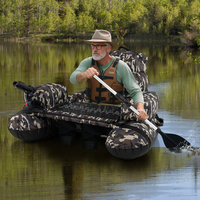 Barca da pesca portatile con spallacci pompa manuale per canna da pesca, Galleggiante da pesca gonfiabile Verde-Sport acquatici