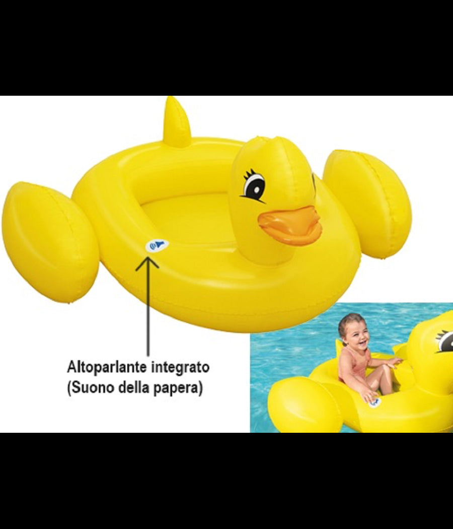 Trade Shop - Barchetta Canottino Papera Gonfiabile Con Altoparlante Integrato 102x99cm 34151 -