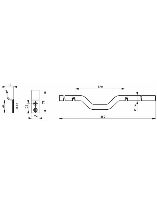 Barra di sicurezza per porta, portone e finestra, acciaio zincato tropicalizzato, Ø 14x460mm  - THIRARD
