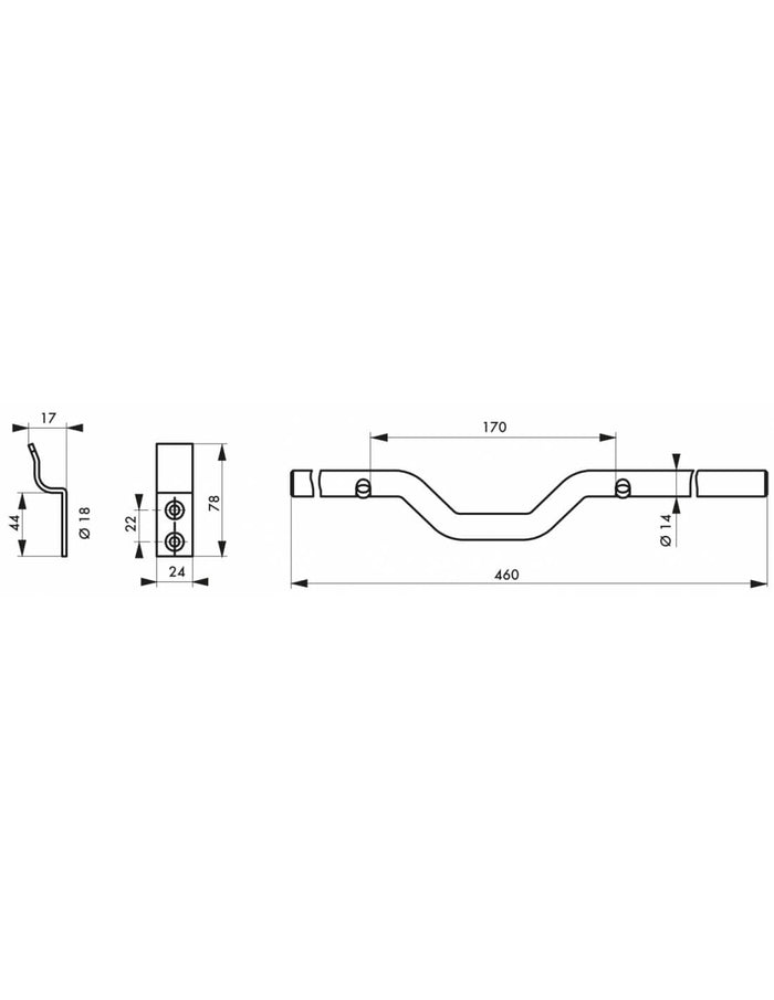 Barra di sicurezza per porta, portone e finestra, acciaio zincato tropicalizzato, Ø 14x460mm  - THIRARD