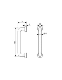 Maniglione bagno disabili, barra di ausilio dritta, 150mm, diametro Ø 19mm, acciaio inox 304 satinato - THIRARD