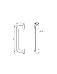 Maniglione bagno disabili, barra di ausilio dritta, 350mm, diametro Ø 32mm, acciaio inox 304 cromato lucido - THIRARD