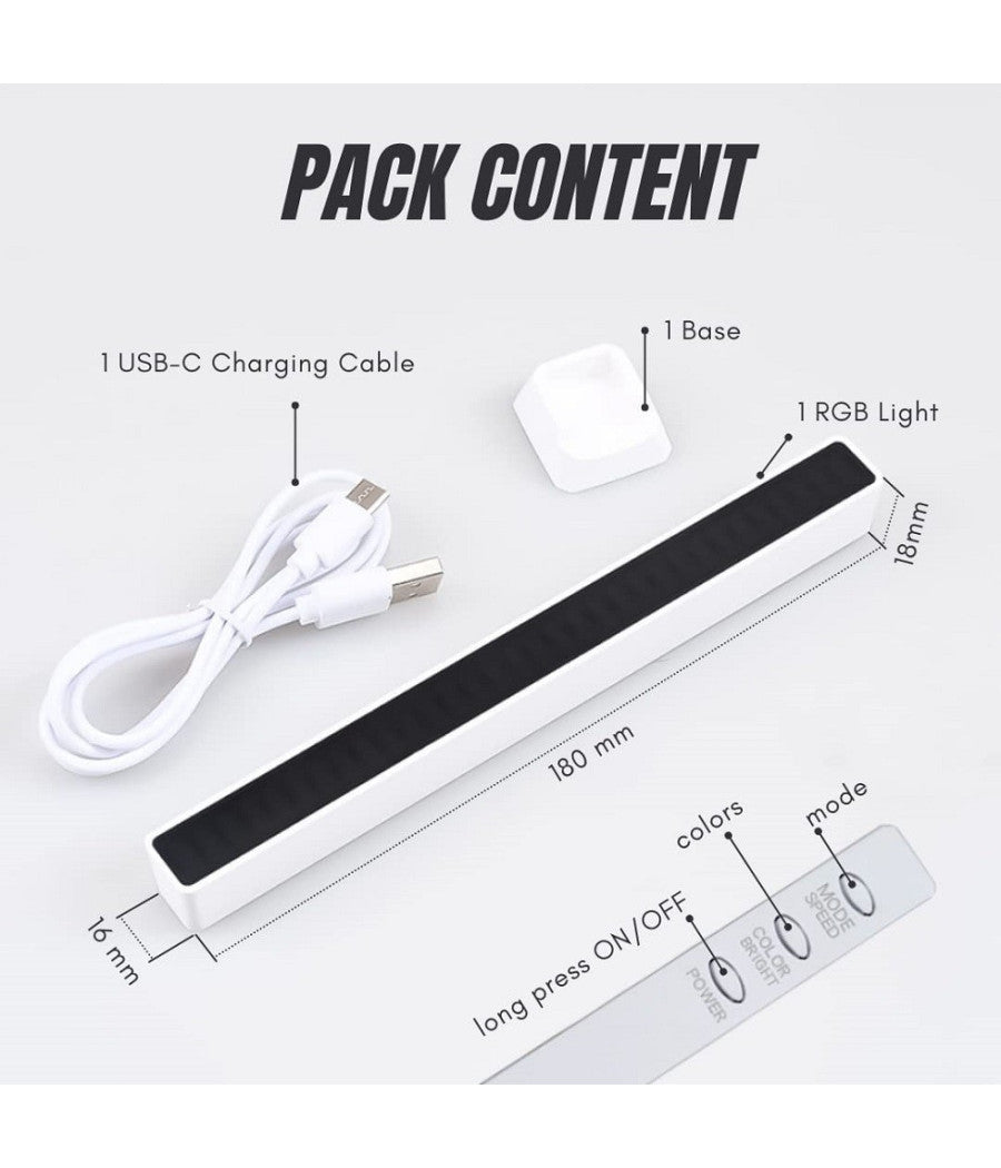 Barra Luminosa Luci Led Rgb 32 Strisce Led Con 18 Colore Sala Giochi Pc Tv Auto         