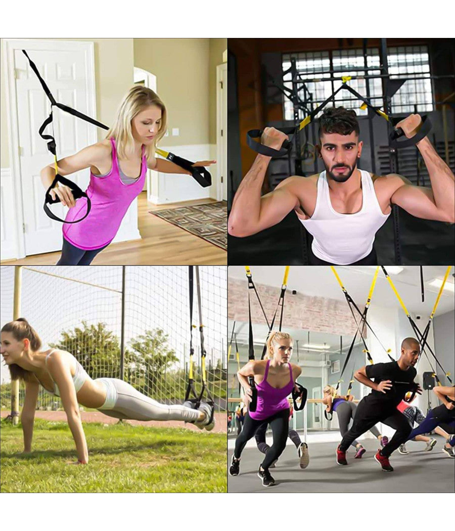 Cinghie Per Allenamento In Sospensione P4 Carico 500kg Ancoraggio Porta Fitness         