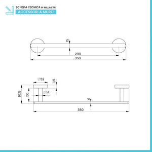 Barra porta asciugamani dritta 35 cm in acciaio nero opaco Chic Black