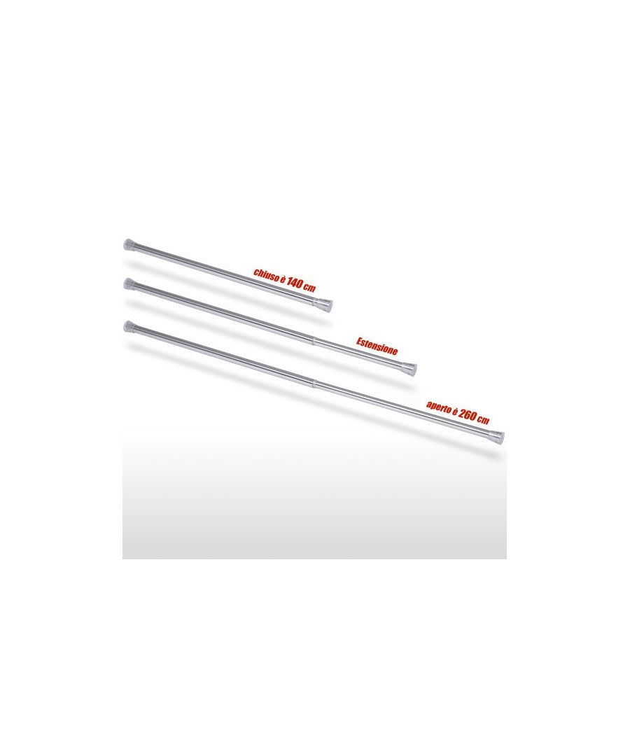 Barra Telescopica Per Tenda Da Doccia 140 Cm Fino A 260 Cm Alluminio Bianco         