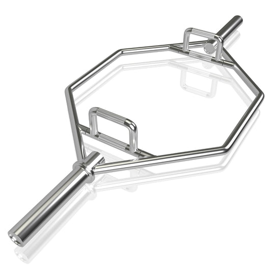 Barra esagonale pieghevole con manici zigrinati di sicurezza, Barra esagonale pieghevole per sollevamento pesi Argento-Sollevamento pesi