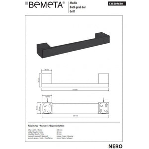 Maniglione doccia NERO in ottone nero 32 x4 x6 cm