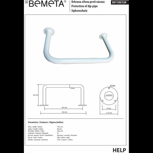 Maniglione HELP in Comaxite Bianco 54,5 x26,6 x8 cm
