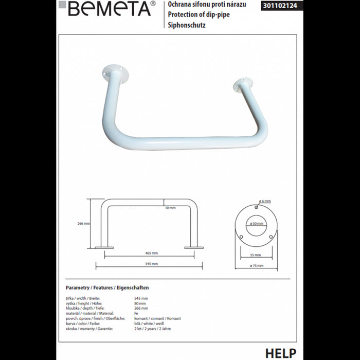 Maniglione HELP in Comaxite Bianco 54,5 x26,6 x8 cm