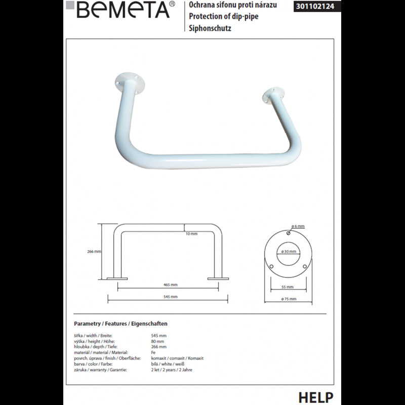 Maniglione HELP in Comaxite Bianco 54,5 x26,6 x8 cm