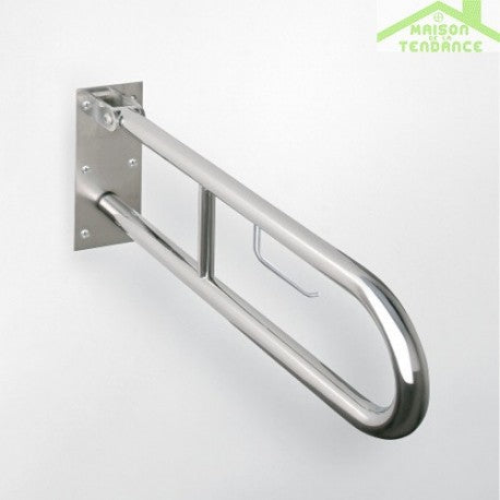 Maniglione U HELP 813 in acciaio con supp. carta igienica 82,9cm