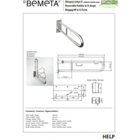 Maniglione U HELP 813 in acciaio con supp. carta igienica 82,9cm