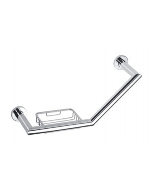 Maniglione angolato con portasapone OMEGA ottone cromato 40x25x13cm