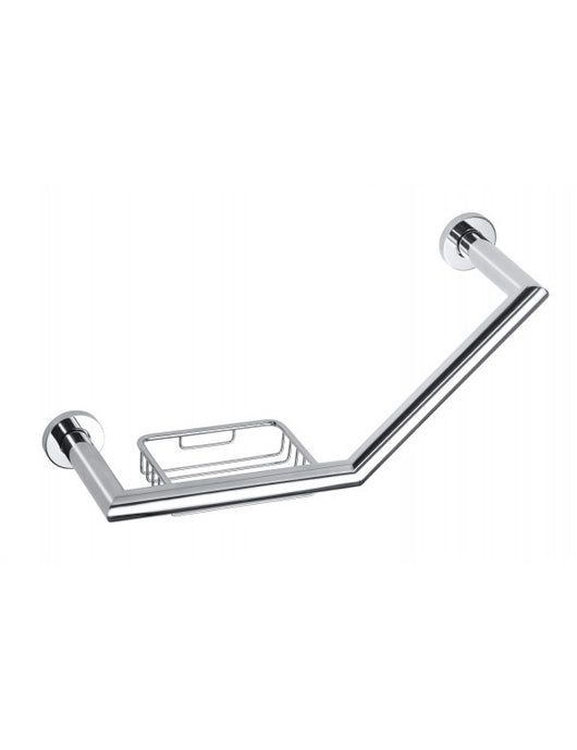 Maniglione angolato con portasapone OMEGA ottone cromato 40x25x13cm