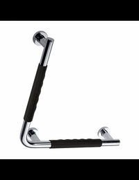 Maniglione ad Angolo Dritto OMEGA in Acciaio Inox e Caucciù Nero 42x8x42 cm