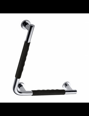 Maniglione ad Angolo Dritto OMEGA in Acciaio Inox e Caucciù Nero 42x8x42 cm