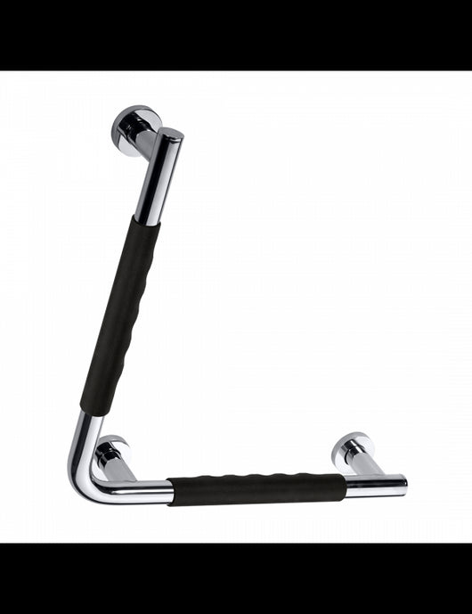 Maniglione ad Angolo Dritto OMEGA in Acciaio Inox e Caucciù Nero 42x8x42 cm