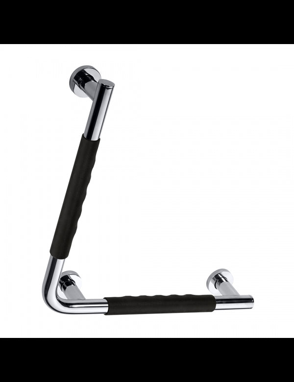 Maniglione ad Angolo Dritto OMEGA in Acciaio Inox e Caucciù Nero 42x8x42 cm