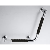 Maniglione angolato sinistro OMEGA in acciaio inox e caucciù nero 42x8x42 cm