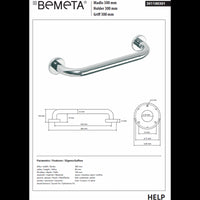 HELP 300 Maniglione per doccia in acciaio inox 38x8x10,6 cm