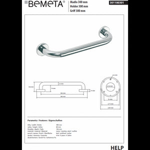 HELP 300 Maniglione per doccia in acciaio inox 38x8x10,6 cm