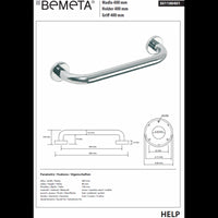 HELP 400 Maniglione per doccia in acciaio inox 48x8x10,6 cm