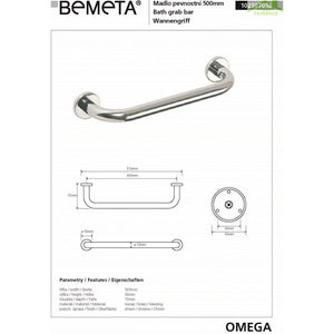 Maniglione doccia OMEGA ottone cromato 50,5x5x7,5cm