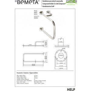 Maniglione + portasciugamani con rinforzo dritto HELP bianco 51,6 cm