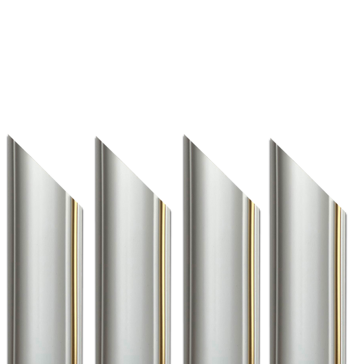 4 barre intere PRETAGLIATE AD ANGOLO per Bugna Boiserie in polimeri linea GOLD (filo oro) bianco Avorio 9010 varie dimensioni - 4 barre da 100cm
