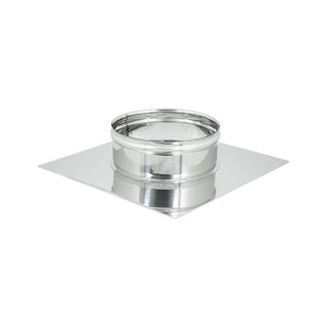Base forata inox da 250x250mm a innesto f 80 - 200mm 6 decimi, diametro 160mm