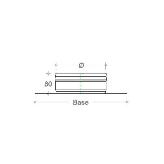Base forata rame da 20x20cm con innesto m tondo variabile, diametro 150mm