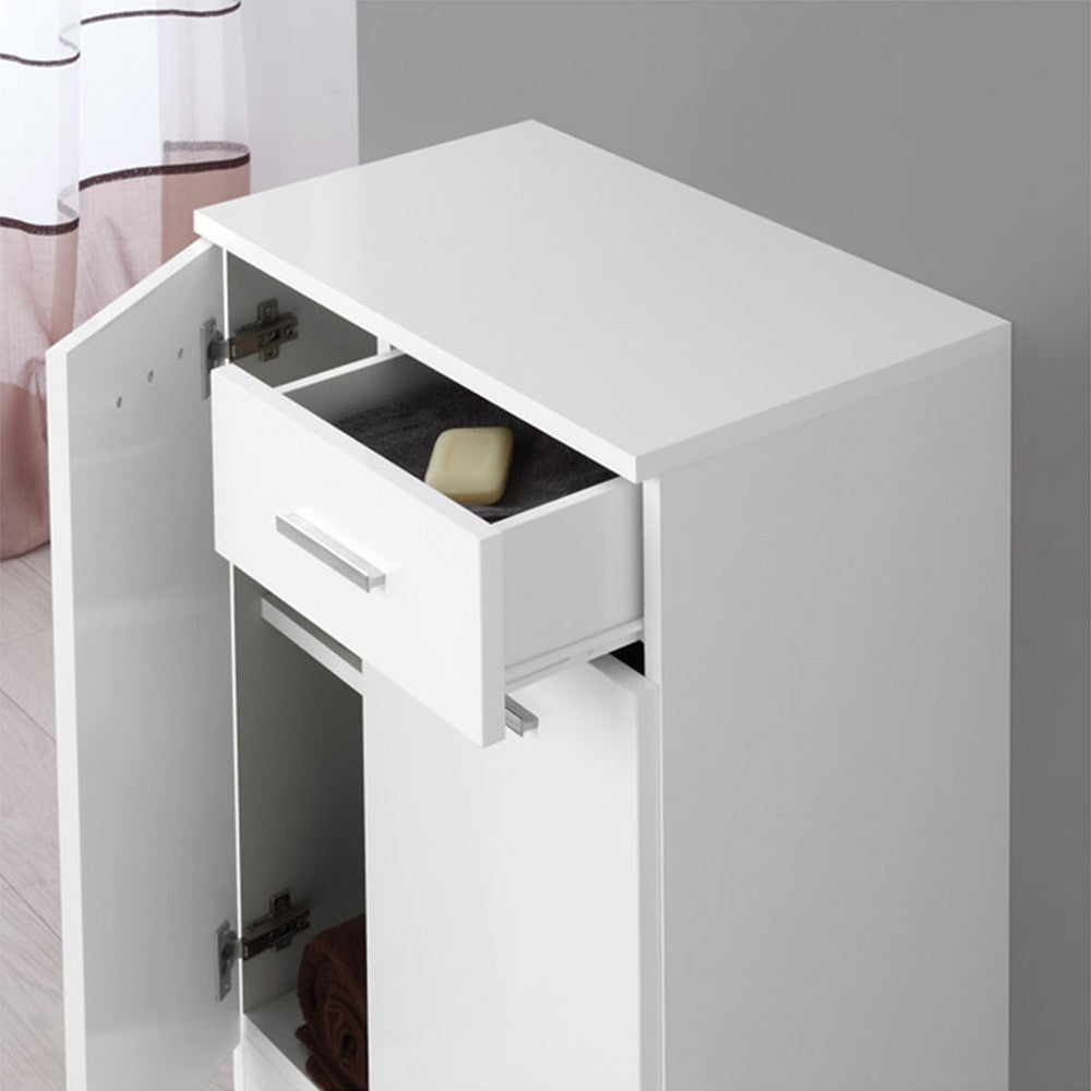 Base multiuso 60x34 cm bianco con 2 ante e cassetto scorrevole Desya